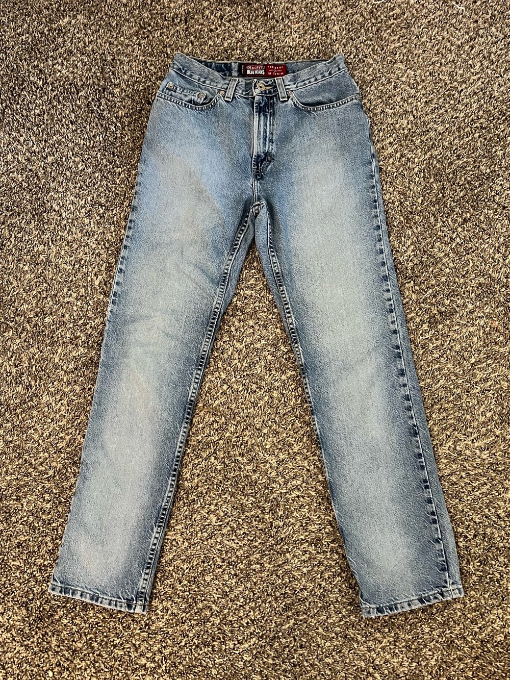 Vintage Old Navy lightwash straight leg jeans worn in classic western grunge